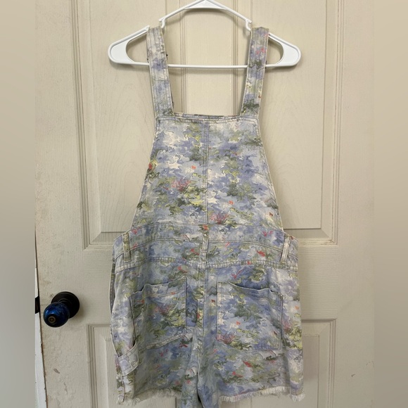 Pilcro x Anthropologie pastel floral pattern denim overalls short size 30 - Picture 11 of 11